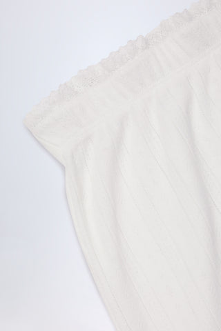 Pointelle Mid-Rise Straight-Leg Trousers in White