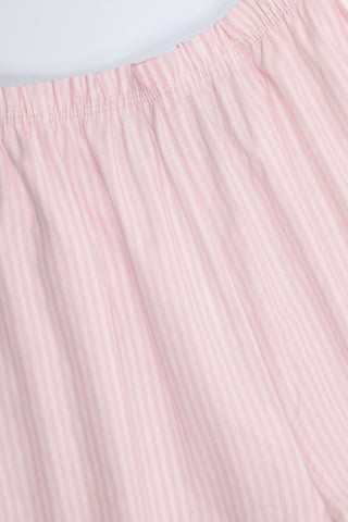 Wide-Leg Cotton-Poplin Trousers in Pink White Stripe