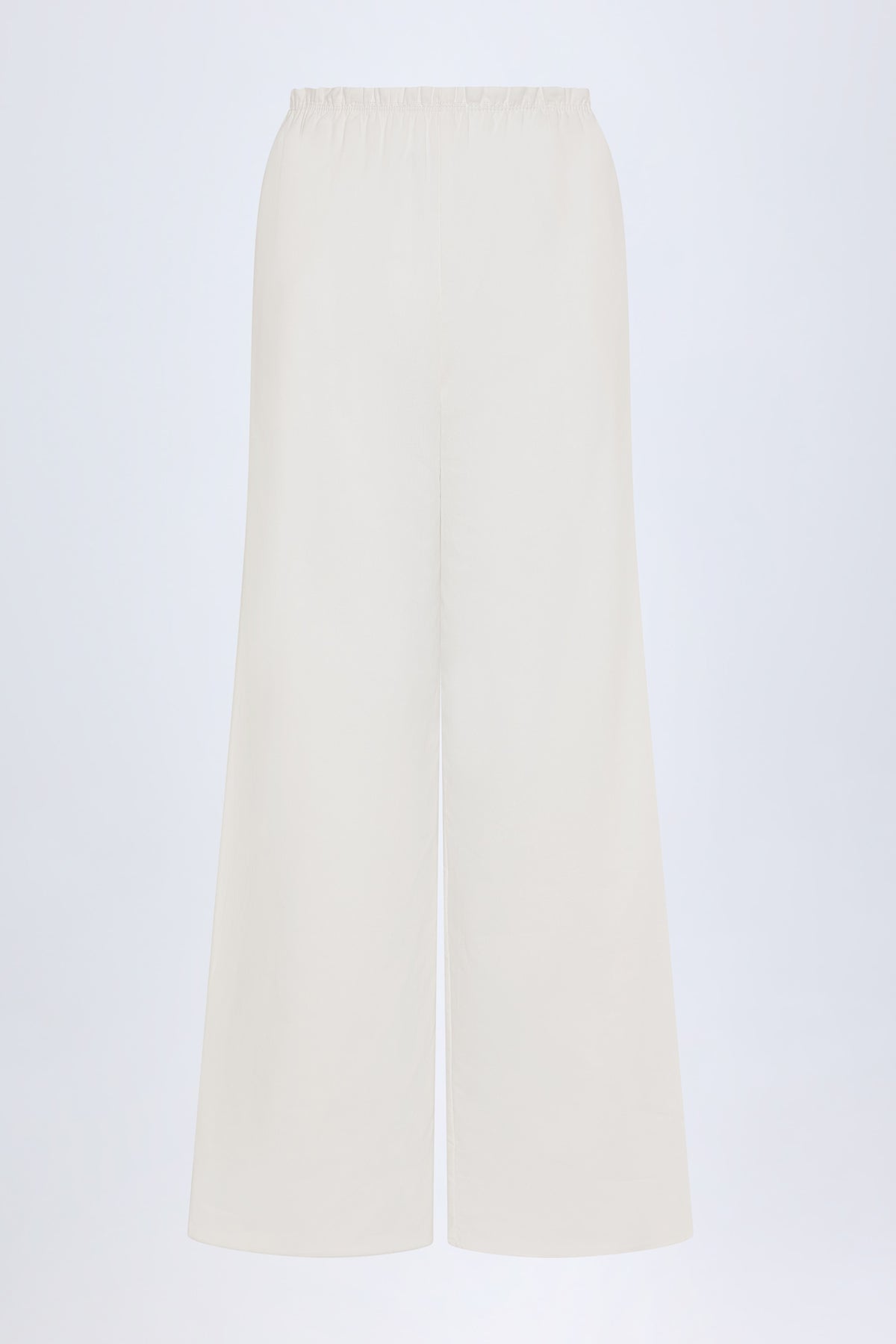 Wide-Leg Cotton-Poplin Trousers in White