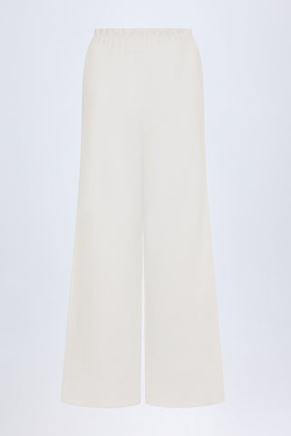 Wide-Leg Cotton-Poplin Trousers in White