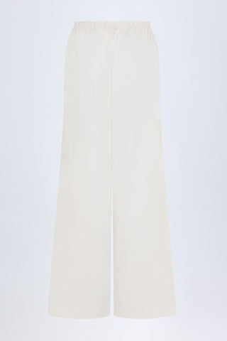 Wide-Leg Cotton-Poplin Trousers in White