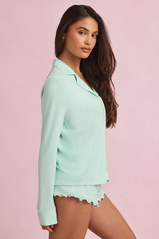 Modal Long-Sleeve Pyjama Top in Mint