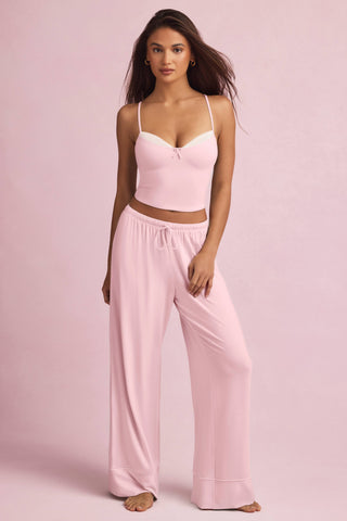 Modal Mid-Rise Pyjama Trousers in Baby Pink