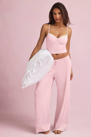 Modal Mid-Rise Pyjama Trousers in Baby Pink