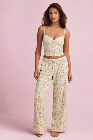 Modal Mid-Rise Pyjama Trousers in Lemon Print