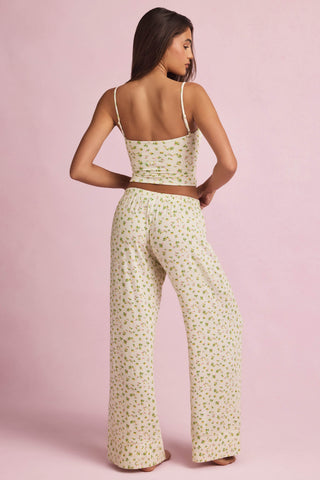 Modal Mid-Rise Pyjama Trousers in Lemon Print