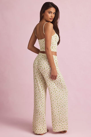 Modal Mid-Rise Pyjama Trousers in Lemon Print