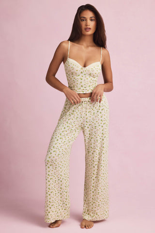 Modal Mid-Rise Pyjama Trousers in Lemon Print