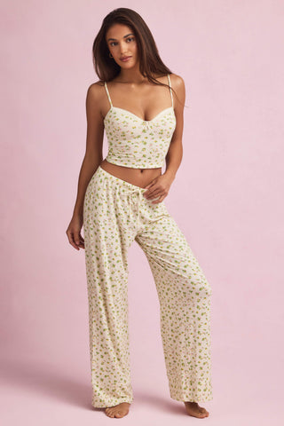 Modal Mid-Rise Pyjama Trousers in Lemon Print