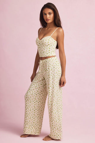 Modal Mid-Rise Pyjama Trousers in Lemon Print