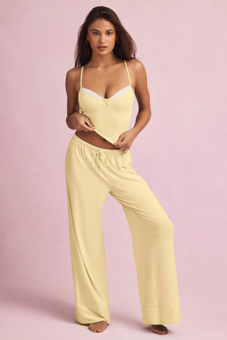 Modal Mid-Rise Pyjama Trousers in Pastel Yellow