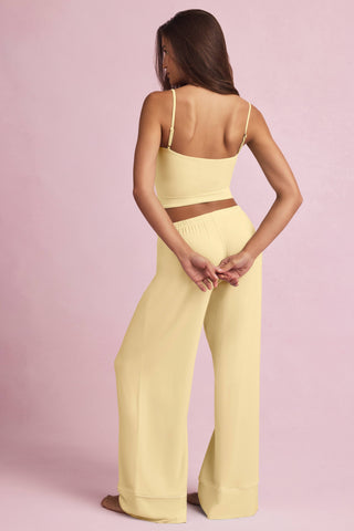Modal Mid-Rise Pyjama Trousers in Pastel Yellow