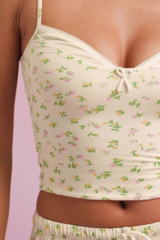 Modal Camisole Pyjama Top in Lemon Print