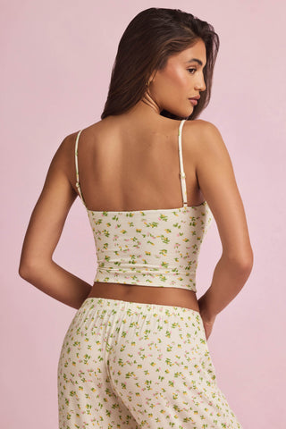 Modal Camisole Pyjama Top in Lemon Print