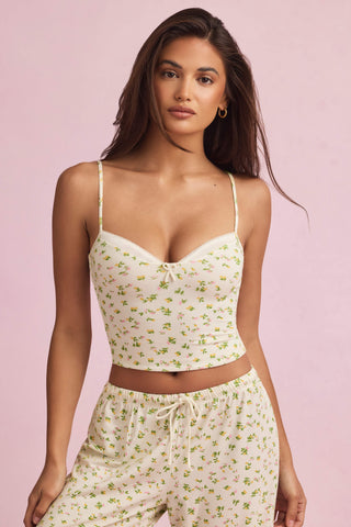 Modal Camisole Pyjama Top in Lemon Print