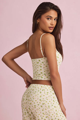 Modal Camisole Pyjama Top in Lemon Print
