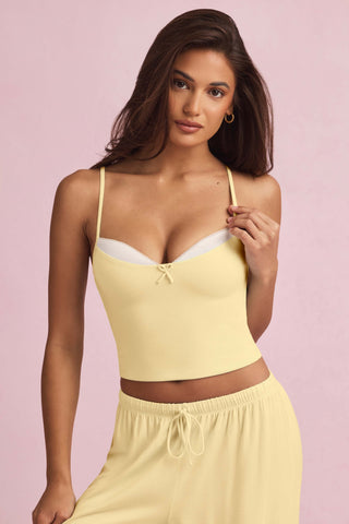 Modal Camisole Pyjama Top in Pastel Yellow