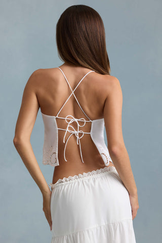 Cutwork Backless Cotton-Poplin Camisole Top in White