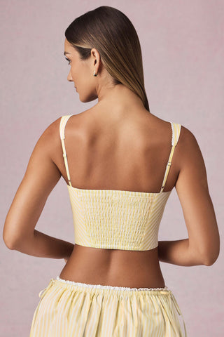 Bow-Detail Crop Top in Lemon Yellow Stripe