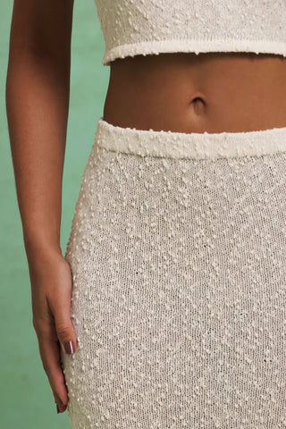 Bouclé Halterneck Crop Top in White