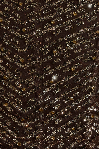 Embellished Bandeau A-Line Mini Dress in Brown