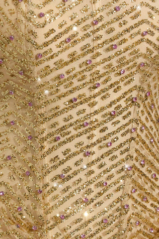 Embellished Bandeau A-Line Mini Dress in Gold