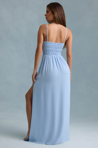 Shirred Camisole Maxi Dress in Sky Blue