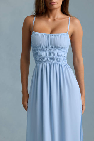 Shirred Camisole Maxi Dress in Sky Blue