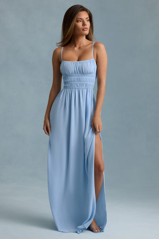 Shirred Camisole Maxi Dress in Sky Blue