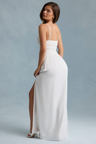 Shirred Camisole Maxi Dress in White