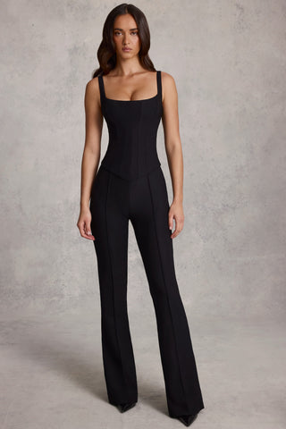 Corset Flared Jumpsuit in Black