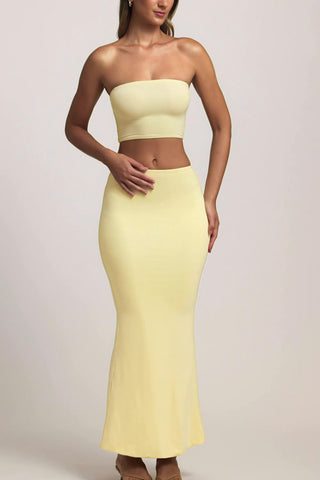 Modal Mid-Rise Maxi Skirt in Lemon Sherbet