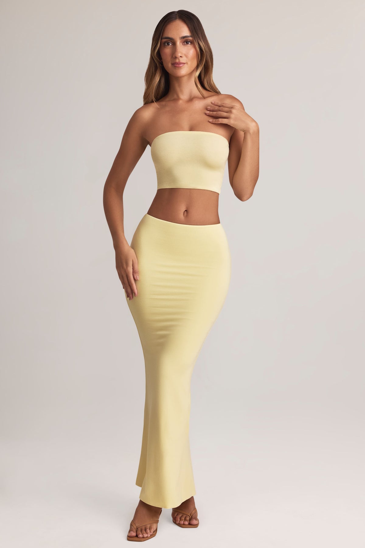 Modal Mid-Rise Maxi Skirt in Lemon Sherbet