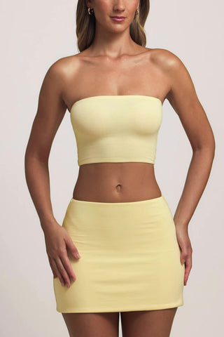 Modal Mid-Rise A-Line Mini Skirt in Lemon Sherbet