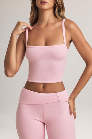 Modal Square-Neck Camisole Top in Pastel Pink
