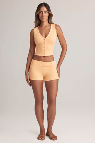Modal Foldover Mid-Rise Shorts in Peach