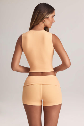 Modal Foldover Mid-Rise Shorts in Peach