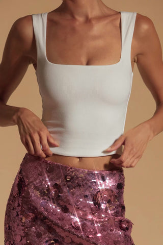 Modal Square-Neck Tank Top in White