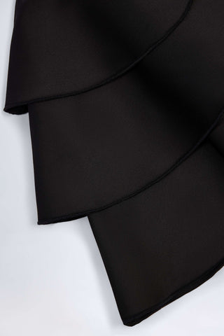 Ruffled Lace-Up Corset Playsuit in Black