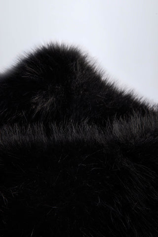 Buckle-Detail Faux Fur Micro Mini Skirt in Black