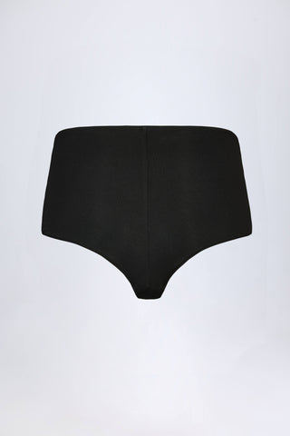 Slinky Jersey Low-Rise Hot Pants in Black