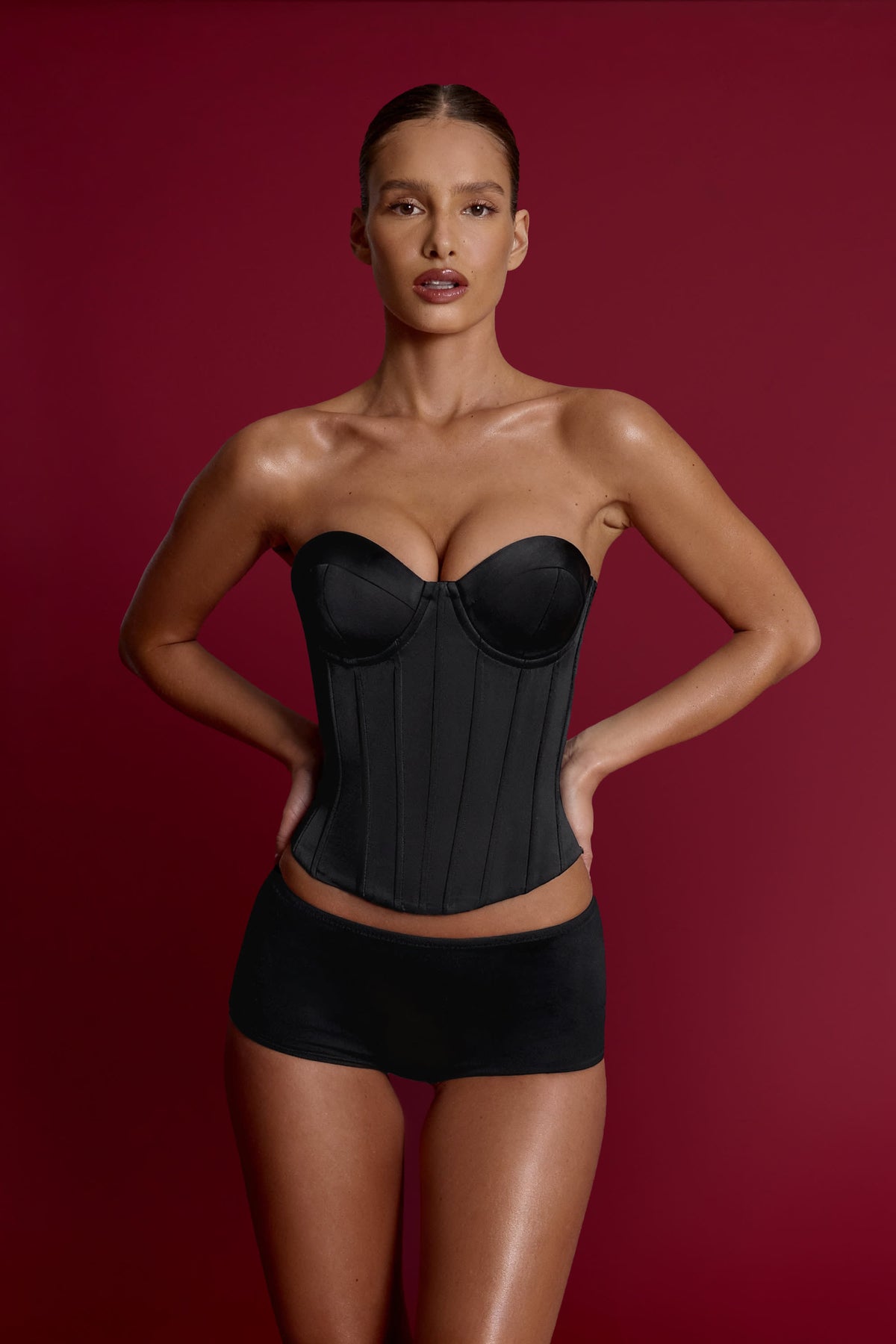 Slinky Jersey Low-Rise Hot Pants in Black