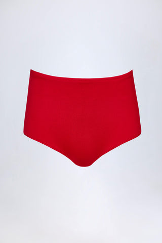 Slinky Jersey Low-Rise Hotpants in Fire Red