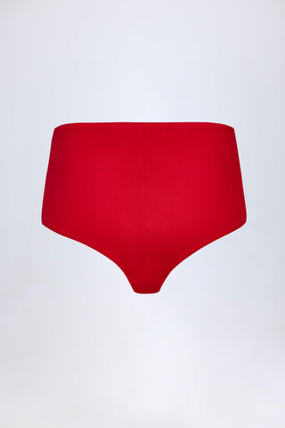 Slinky Jersey Low-Rise Hotpants in Fire Red
