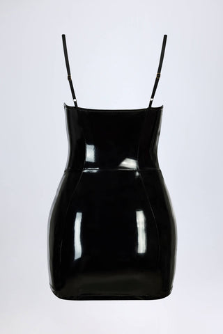 Vinyl Corset Mini Dress in Black