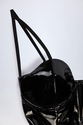 Vinyl Corset Mini Dress in Black