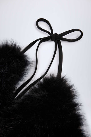 Faux Fur Triangle Bralette in Black