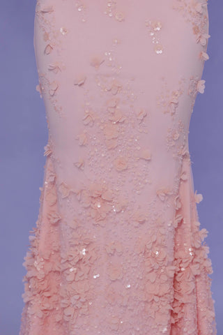Lace-Up Corset Maxi Dress in Soft Pink