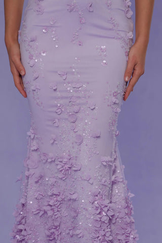 Lace-Up Corset Maxi Dress in Lilac