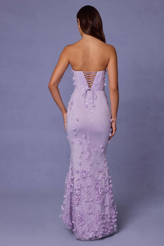 Lace-Up Corset Maxi Dress in Lilac